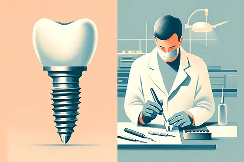 歯科技工士が丁寧に人口歯をつくるイラスト