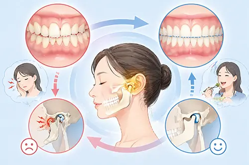 歯並びと咬み合わせの関係を示すイメージ