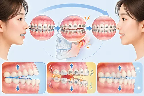 矯正治療中に咬み合わせが一時的に不安定になるイメージ